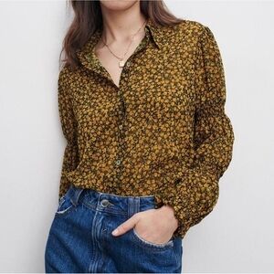 Zara Mustard Floral Blouse
